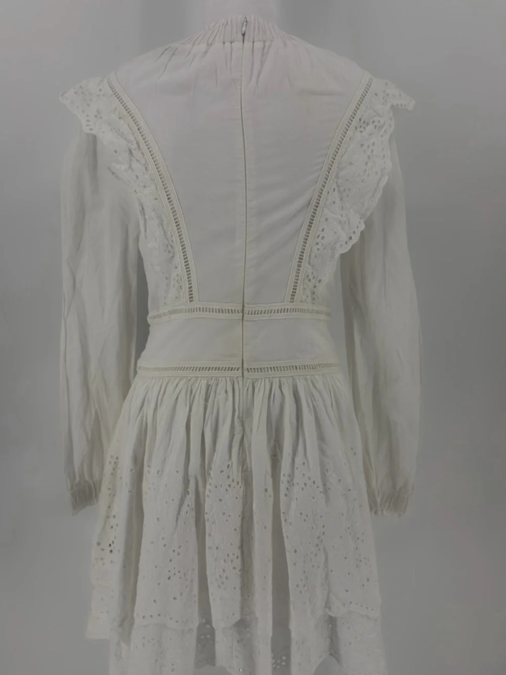All Saints White Eyelet Lace Long-Sleeve‎ Mini Dress Size 2